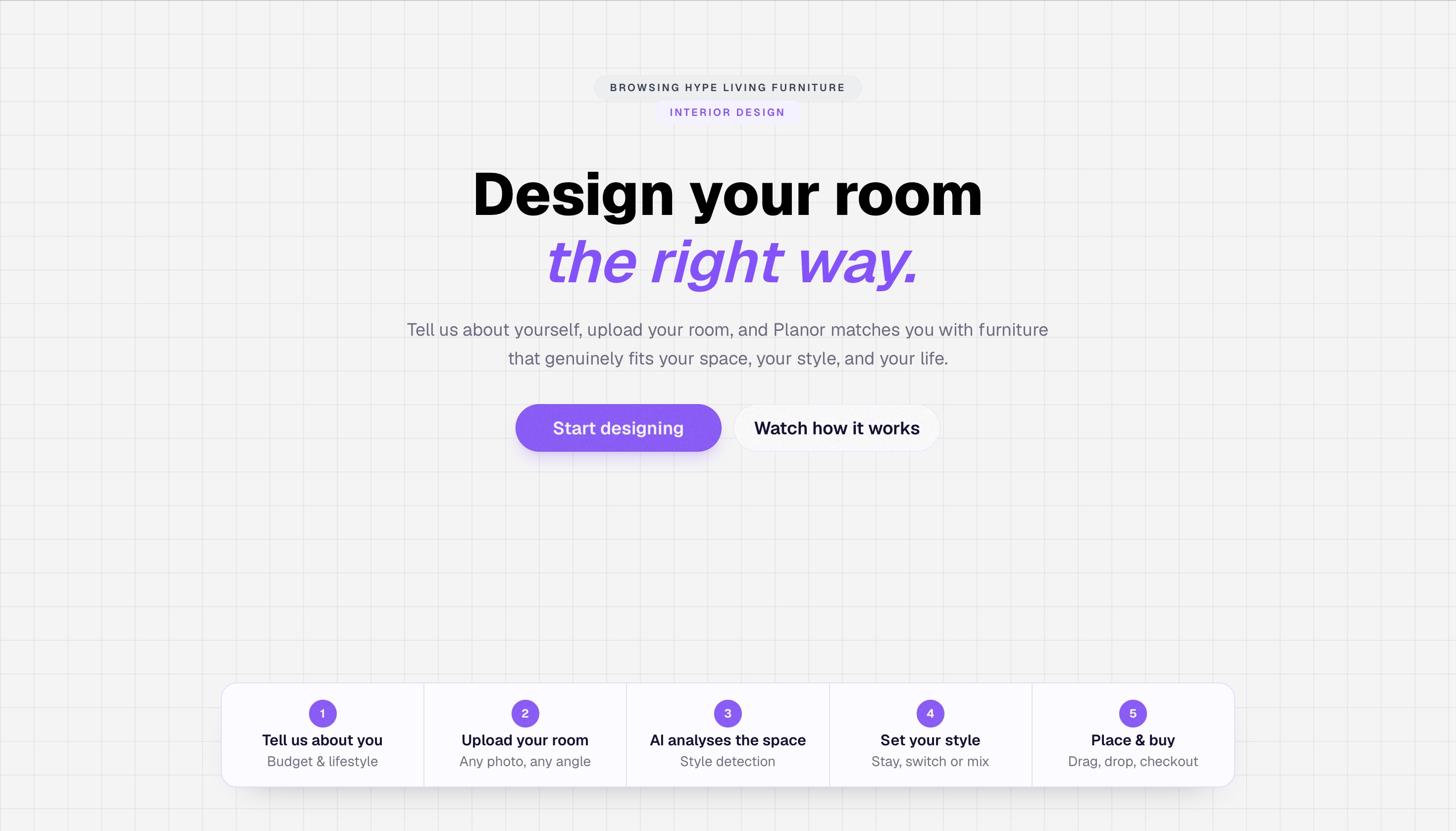 Planor UI screen